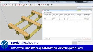 Como extrair uma lista de quantidades do SketchUp para o Excel [upl. by Willner]