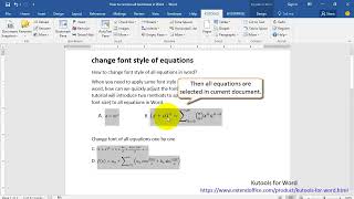 How to change the font style of all equation in Word [upl. by Yatnahs]