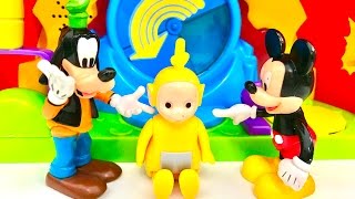 MICKEY MOUSE and TELETUBBIES  Laa Laa play a Game in Clubhouse  Donald Duck Disney [upl. by Jillie]