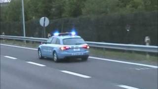 Police escort of a truck  police car on italien freeway [upl. by Nuarb]