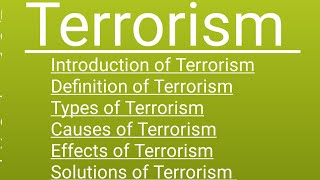 Terrorism types Causes solutions studywitharish [upl. by Heeley]