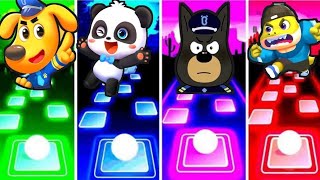 Sheriff Labrador And Babybus Vs Police Officer Vs Bad Guy Broke I Tiles Hop EDM Rush Games [upl. by Marquita732]