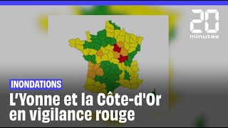 Inondations  Deux départements de Bourgogne en vigilance rouge aux crues [upl. by Mitinger]