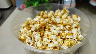 Popcorn caramel homemade  bertih jagung guna kuali ja [upl. by Ynohtnael]