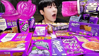 ASMR MUKBANG  편의점 퍼플 디저트 아이스크림 먹방 불닭 포도맛 amp PINK DESSERT HONEY JELLY CANDY [upl. by Aileek]