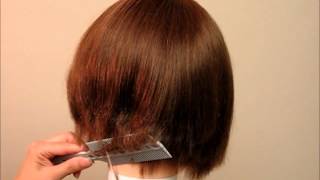 How to Cut womens Girls Hair ALine Bob Undercut Bob  Combpal Scissor Over Comb Guide Video 4 [upl. by Tankoos]