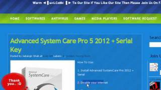 Advanced SystemCare Pro 5 2012  Serial Key [upl. by Aan269]