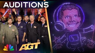 Sky Elements Earns A GOLDEN BUZZER From Simon Cowell For A STUNNING Drone Act  Auditions  AGT 2024 [upl. by Harlene]