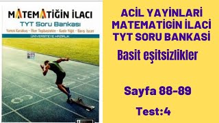 ACİL YAYINLARI MATEMATİĞİN İLACI TYT SORU BANKASI Basit eşitsizlik test4 [upl. by Neik138]