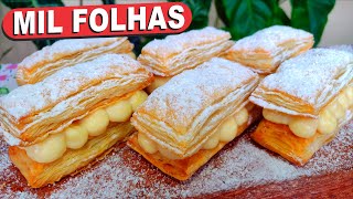 RECEITA CLÃSSICA DE PADARIAâ—ðŸ¤¤ MIL FOLHAS COM CREME DE CONFEITEIRO SUPER FÃCIL E DELICIOSO [upl. by Oderfliw]