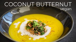 Coconut Butternut Squash Soup Recipe  Easy vegan Thanksgiving meal idea [upl. by Ecniuq]