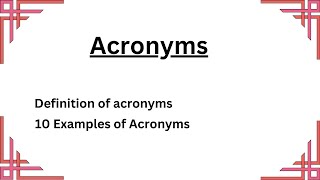 Acronyms with Examples  Word Formation [upl. by Clevie]