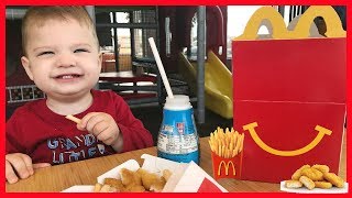 Family Fun With Kids at McDonalds Indoor Playground PlayPlace REAL FOOD Happy Meal Toy Surprise [upl. by Olinad580]