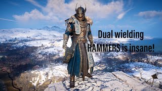 Assassins Creed Valhalla Dual wielding hammers  No strategy just smashing [upl. by Sayer]