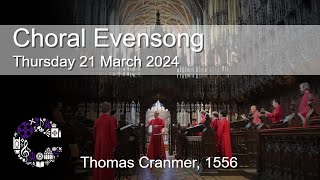 Choral Evensong  Thursday 21 March 2024  Chester Cathedral [upl. by Leone]