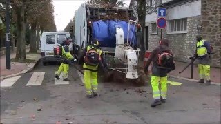 Benne à Ordures Equipée dun AspireFeuilles  Camion Poubelles Garbage Truck [upl. by Neelyaj]