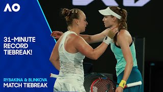 The Longest Singles Tiebreak in Grand Slam History  Rybakina v Blinkova  Australian Open 2024 [upl. by Reivad]