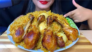 EATING SPICY EGG BIRYANICHICKEN LEG ROASTSALAD  REAL EATING SOUNDS  MUKBANG SHOW [upl. by Ethelind]