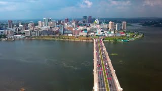 Aerial view of Abidjan Economic capital of Côte dIvoire [upl. by Rentschler]