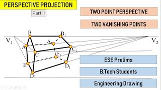 Perspective Projection  Two Point Perspective  Part 2  Engineering Drawing [upl. by Dygall]