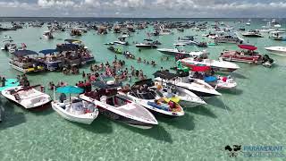 Boaters pack Crab Island in Destin FL on 4th of July  742022  4K Drone Footage [upl. by Edin]