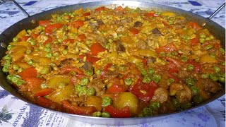 Paella mista di carne e verdure  Ricetta facile e gustosa [upl. by Atterol381]