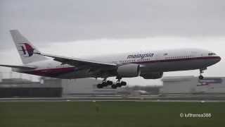 Malaysia Airlines B777200ER landing and takeoff at Amsterdam Schiphol Airport [upl. by Ain]