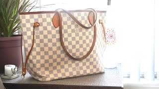 Louis Vuitton Neverfull MM Tote  Damier Azur  Review  Reveal  What fits  asmr [upl. by Fenner654]