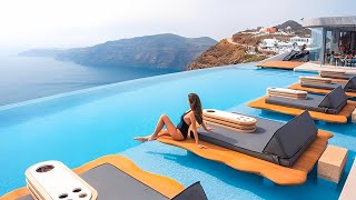 CAVO TAGOO Hotel Santorini Imerovigli Greece  Stunning Sunset  4K Travel Vlog [upl. by Airual]