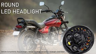 AutoPowerz 575 Inch Round Led Headlight for Bajaj Avenger and HarleyDavidson Model 3 [upl. by Ivah]