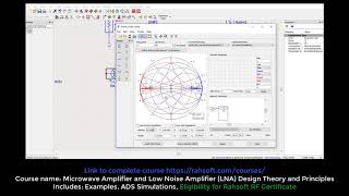 Smith chart matching circuit overall gain tutorial using advanced design system ads simulation [upl. by Ammej95]