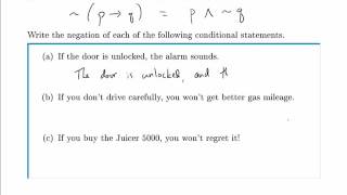 Logic Example Negating a Conditional Statement [upl. by Nhor945]