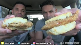 Eating Bojangles Cajun Chicken Biscuits hodgetwins [upl. by Earezed841]