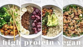 HIGH PROTEIN VEGAN MEALS  5 Recipes  173g Protein [upl. by Nonnag]