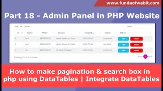 Part 18  How to use DataTables in PHP  How to make pagination amp search box in php using DataTables [upl. by Sylvan]