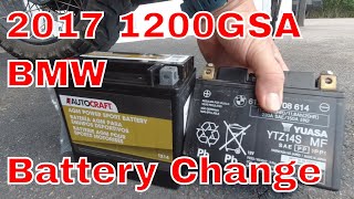 2017 BMW R1200GSA LC Battery Change very Easy Do it yourself [upl. by Illehs]