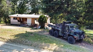 Easiest Way To Knock Down a Mobile Home using my military truck [upl. by Anthe]