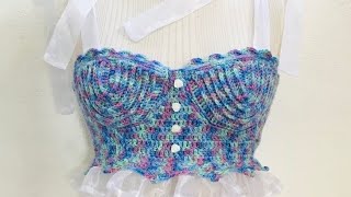 Beautiful Chrochet crop top in different designs easy to make hand knitting ❤️❤️🔥🔥🌈🌈 [upl. by Akenna]