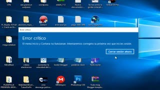 solucionar Error critico el menu inicio y cortana no funciona windows 8 windows 10 2016 [upl. by Yoong]