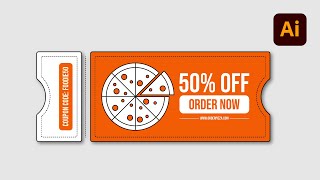 Adobe Illustrator Tutorial  Design a Coupon  Step by Step [upl. by Dadinirt]