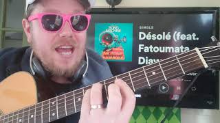 How To Play Desolé Gorillaz  guitar lesson beginner tutorial easy chords [upl. by Nerol]