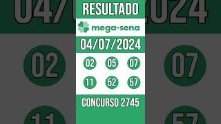 MEGA SENA hoje  04072024  Resultado concurso 2745 [upl. by Owain]