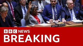 UN Security Council calls for immediate ceasefire in Gaza after US abstains from vote  BBC News [upl. by Hayarahs]