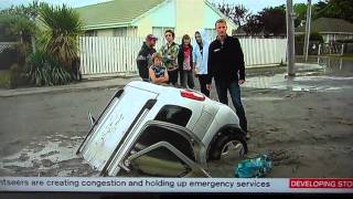 Christchurch Earthquake 22022011  Liquefaction amp Road Damage [upl. by Honeywell]