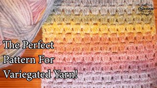 Crochet A Continuous Block Stitch Blanket  Perfect for Variegated Yarn Cakes [upl. by Dustman922]