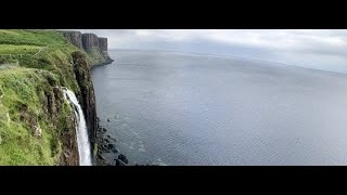 Kilt Rock Waterfall With Music On Visit To Trotternish Isle Of Skye Inner Hebrides Scotland [upl. by Kcirevam]