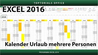 Kalender  Urlaub für mehrere Personen markieren  Download Excel [upl. by Eitsyrhc154]