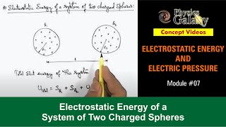 Class 12 PhysicsElectrostatic Field Energy7 Electrostatic Energy of System of Two Charged Spheres [upl. by Goldia]