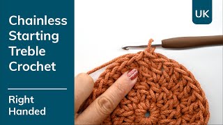 How to crochet a UK Chainless Starting Treble Crochet CStr  Right Handed [upl. by Franky544]