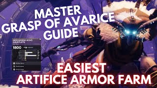 Easiest Artifice Armor Farm  Full Master Grasp of Avarice Final Boss Guide [upl. by Vasyuta]